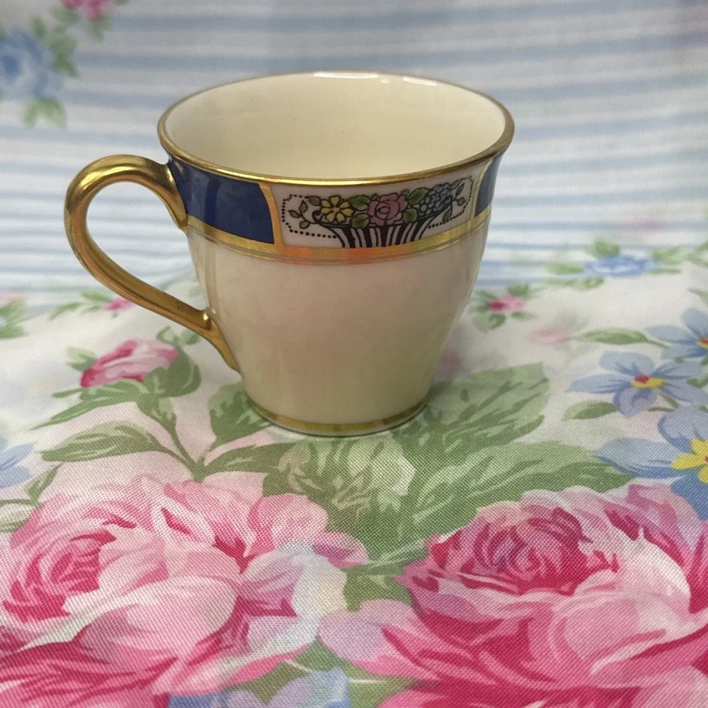 Lenox for Tiffany & Co. Porcelain Tea Cup, Floral Band, Gold Trim, Vintage‎ 2